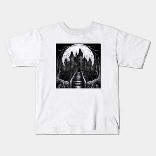 Vintage Castle Horror House Retro Kids T-Shirt